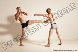 Underwear Martial art Man - Man White Moving poses Slim Short Blond Dynamic poses Academic